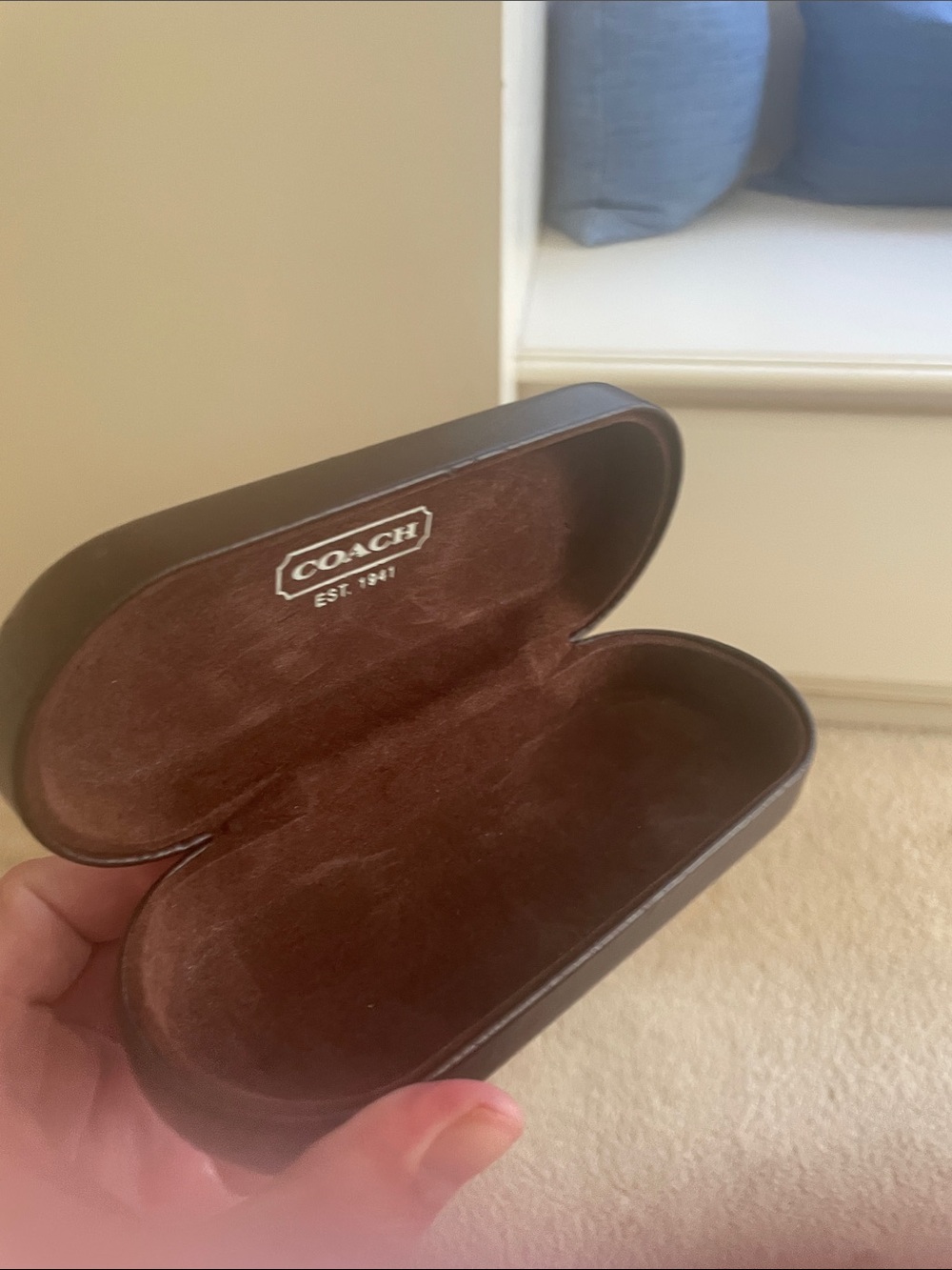 Coach Dark Brown Embossed Leather Eyewear Case